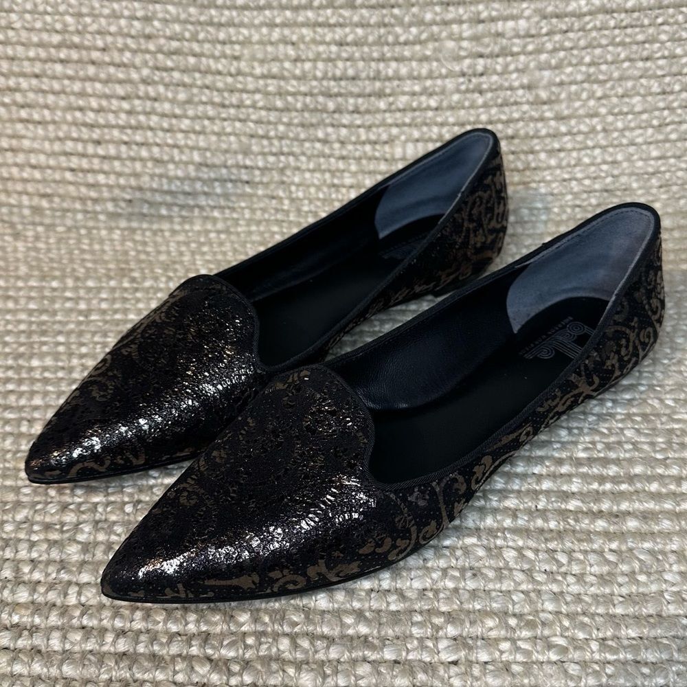 Belle by Sigerson Morrison pointed toe metallic embossed flats
